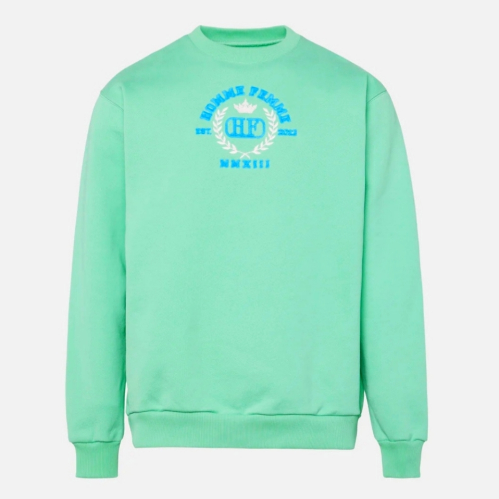 Homme + Femme Embroidered Royal Crest Crewneck Green Size-Small